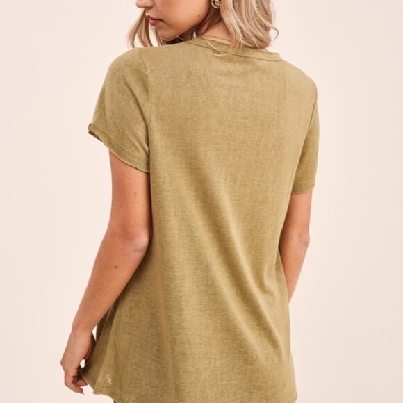 Ray of Sunshine Olive Drapey Top - Picture 4 of 7